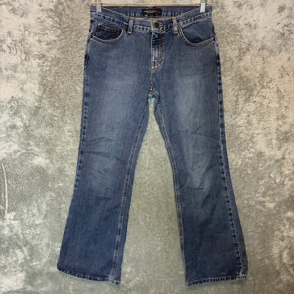 Vtg American Eagle Womens Low Rise Bootcut Flare Jeans 12P* Boho Festival Y2K